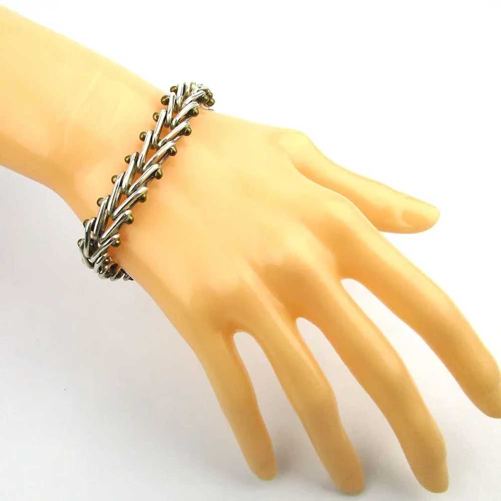 Taxco Sterling Silver Heavy ~V~ Link Chain Bracel… - image 4