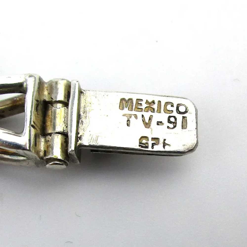 Taxco Sterling Silver Heavy ~V~ Link Chain Bracel… - image 5
