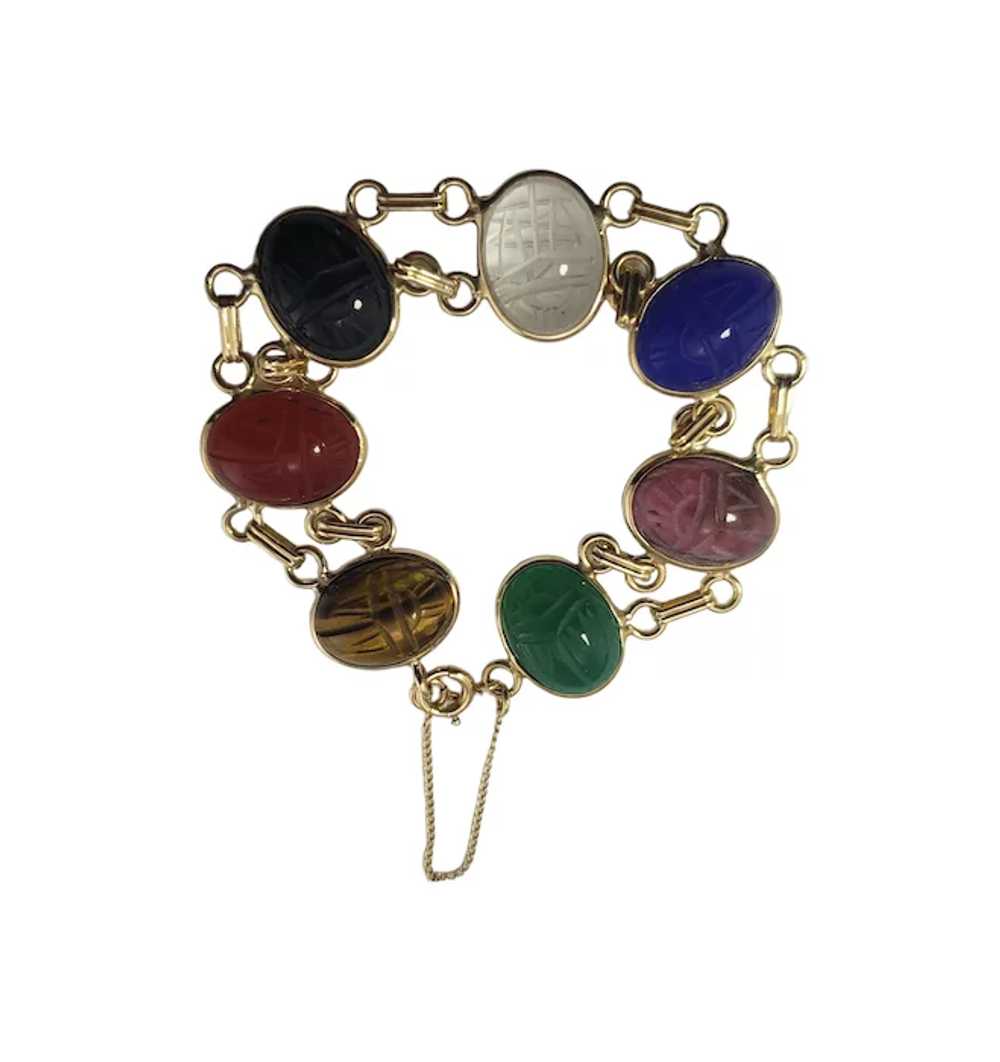 Vintage 14 Karat Yellow Gold Scarab Bracelet - image 2