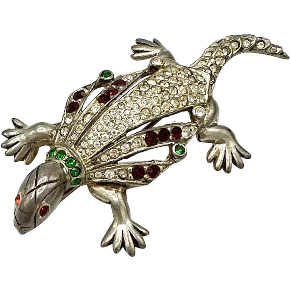 STERLING 1940s Christmas Armadillo or Lizard Broo… - image 1