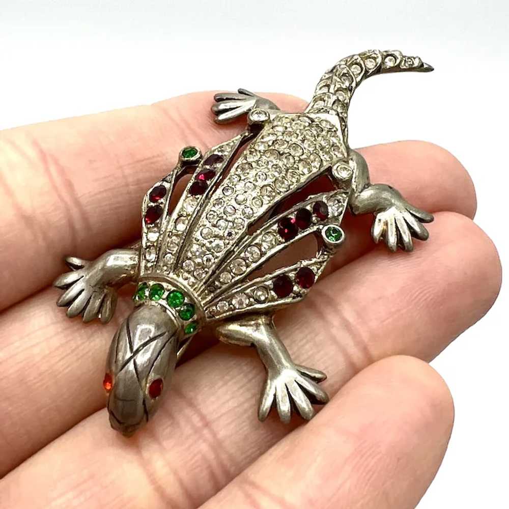 STERLING 1940s Christmas Armadillo or Lizard Broo… - image 2