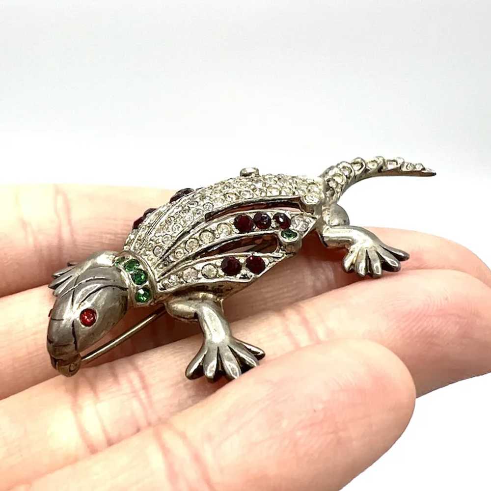 STERLING 1940s Christmas Armadillo or Lizard Broo… - image 3