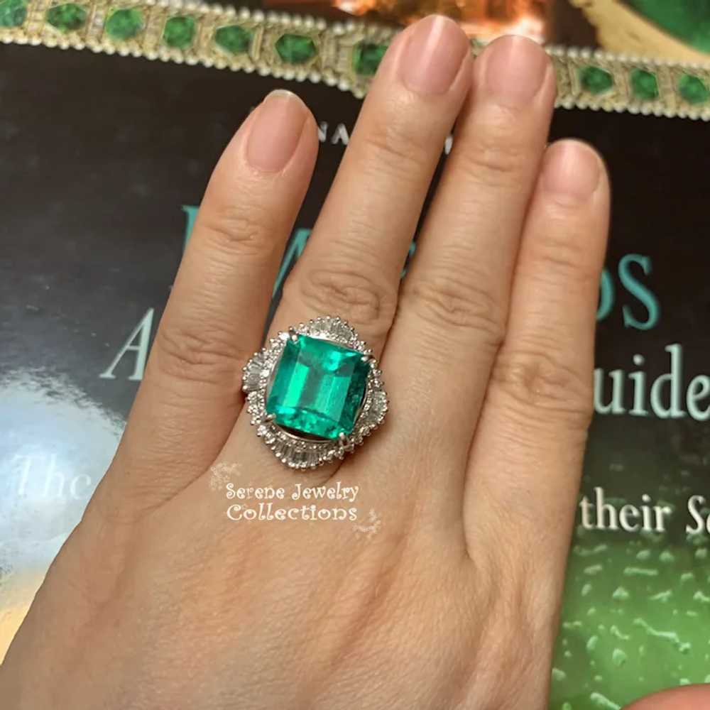 8.28CT Magnificent Colombian Emerald Diamond Plat… - image 12