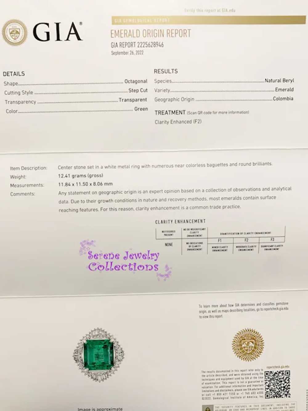 8.28CT Magnificent Colombian Emerald Diamond Plat… - image 2