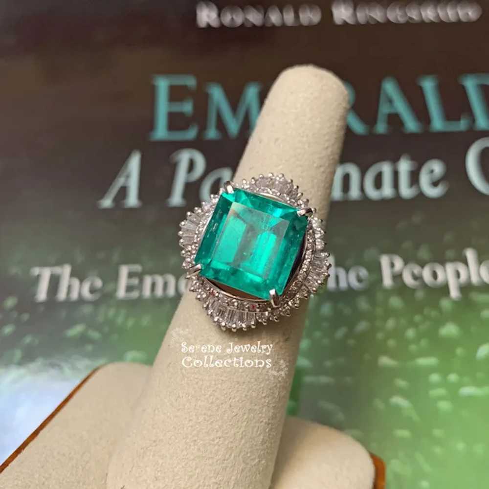 8.28CT Magnificent Colombian Emerald Diamond Plat… - image 3