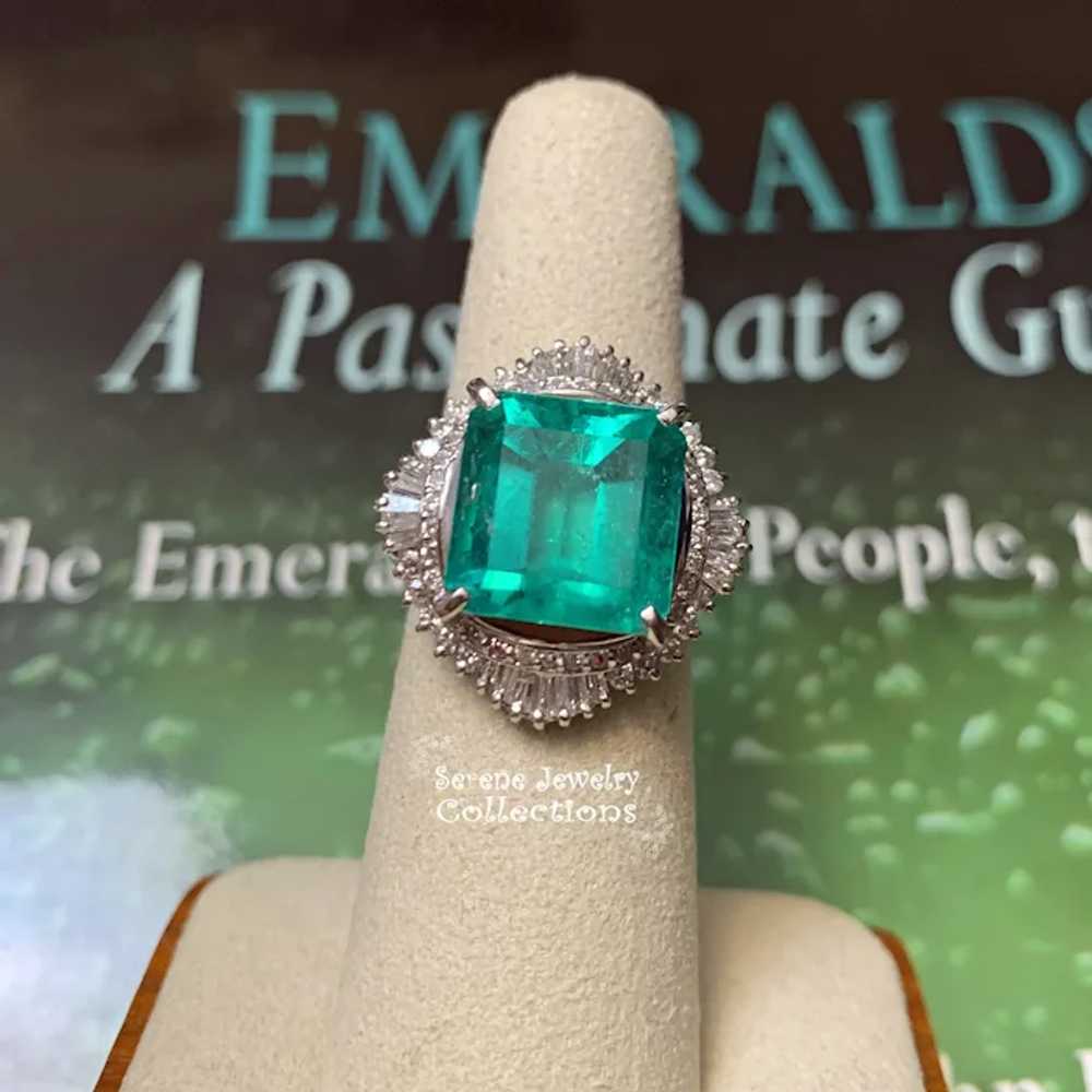 8.28CT Magnificent Colombian Emerald Diamond Plat… - image 5