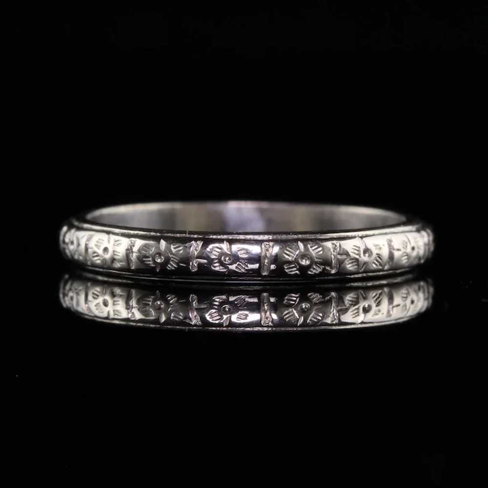 Antique Art Deco Platinum Blossom Engraved Weddin… - image 3