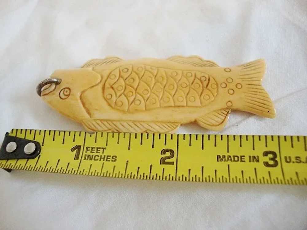 Antique Hand  carved Fish bone Pendant - image 3