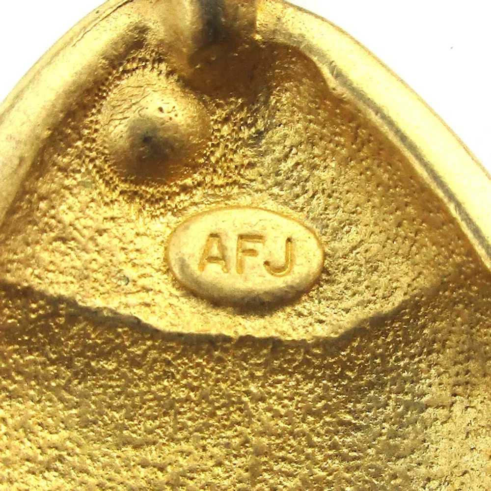 Signed AFJ Bold Matte Goldtone Fish Necklace - image 4