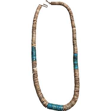 Vintage Native American Turquoise and Shell Heish… - image 1