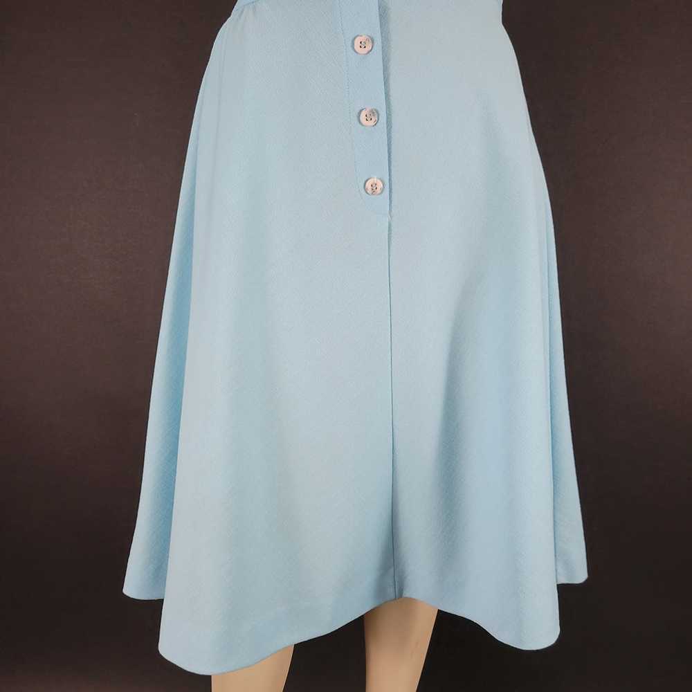 60s/70s Solid Baby Blue A-Line Skirt - image 2