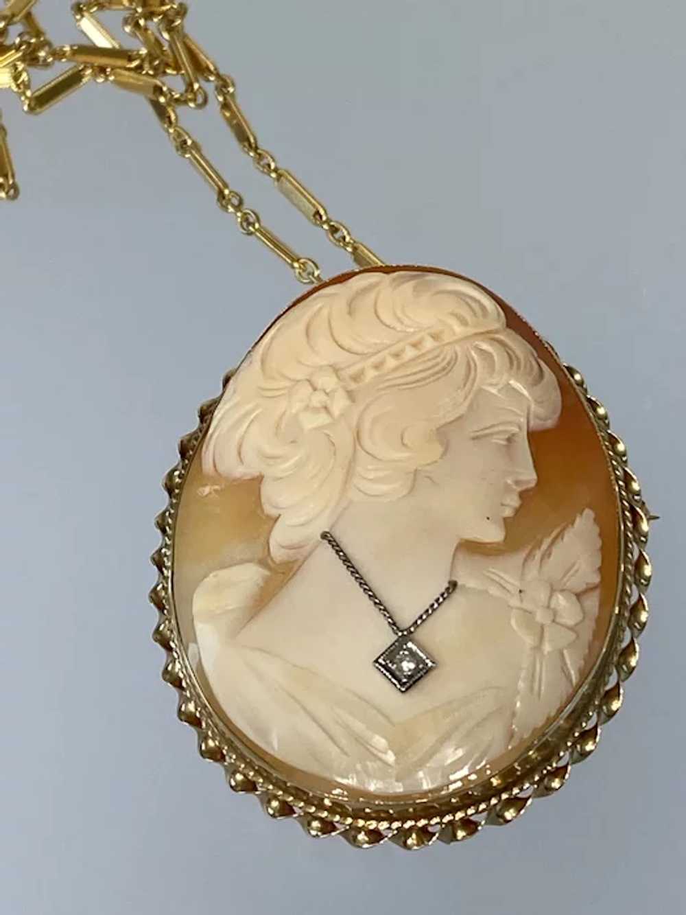 14K YG & Habille Cameo Pendant with chain - image 12