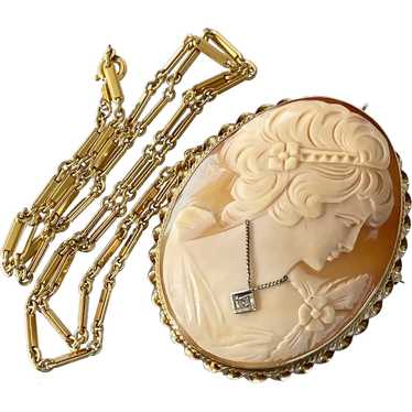 14K YG & Habille Cameo Pendant with chain - image 1