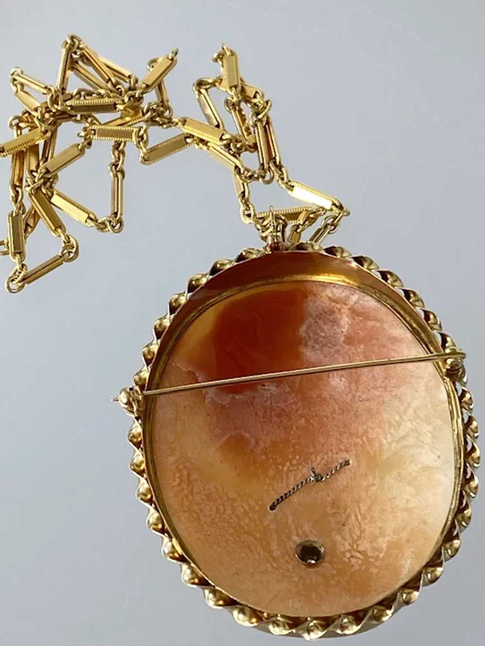 14K YG & Habille Cameo Pendant with chain - image 5