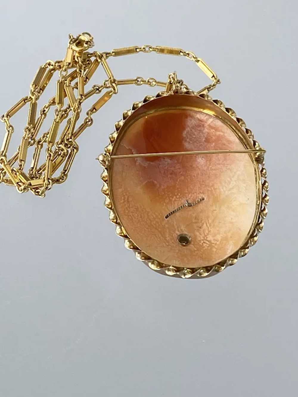 14K YG & Habille Cameo Pendant with chain - image 7