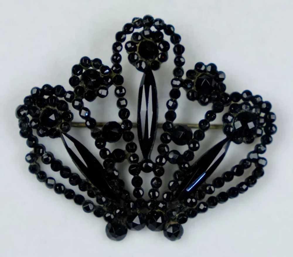 Dramatic Art Deco French Jet Brooch - image 5