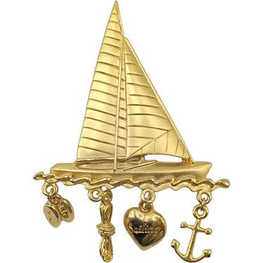 JJ JONETTE Signed shops Giant Large VTG Sailboat Brooch Pin