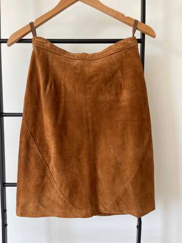 70s/80s cognac suede leather skirt