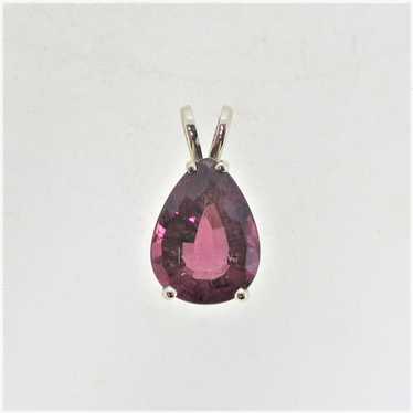 14K White Gold Pear Shaped Pink Tourmaline Pendant - image 1