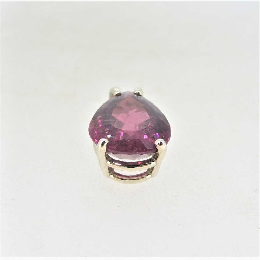 14K White Gold Pear Shaped Pink Tourmaline Pendant - image 2