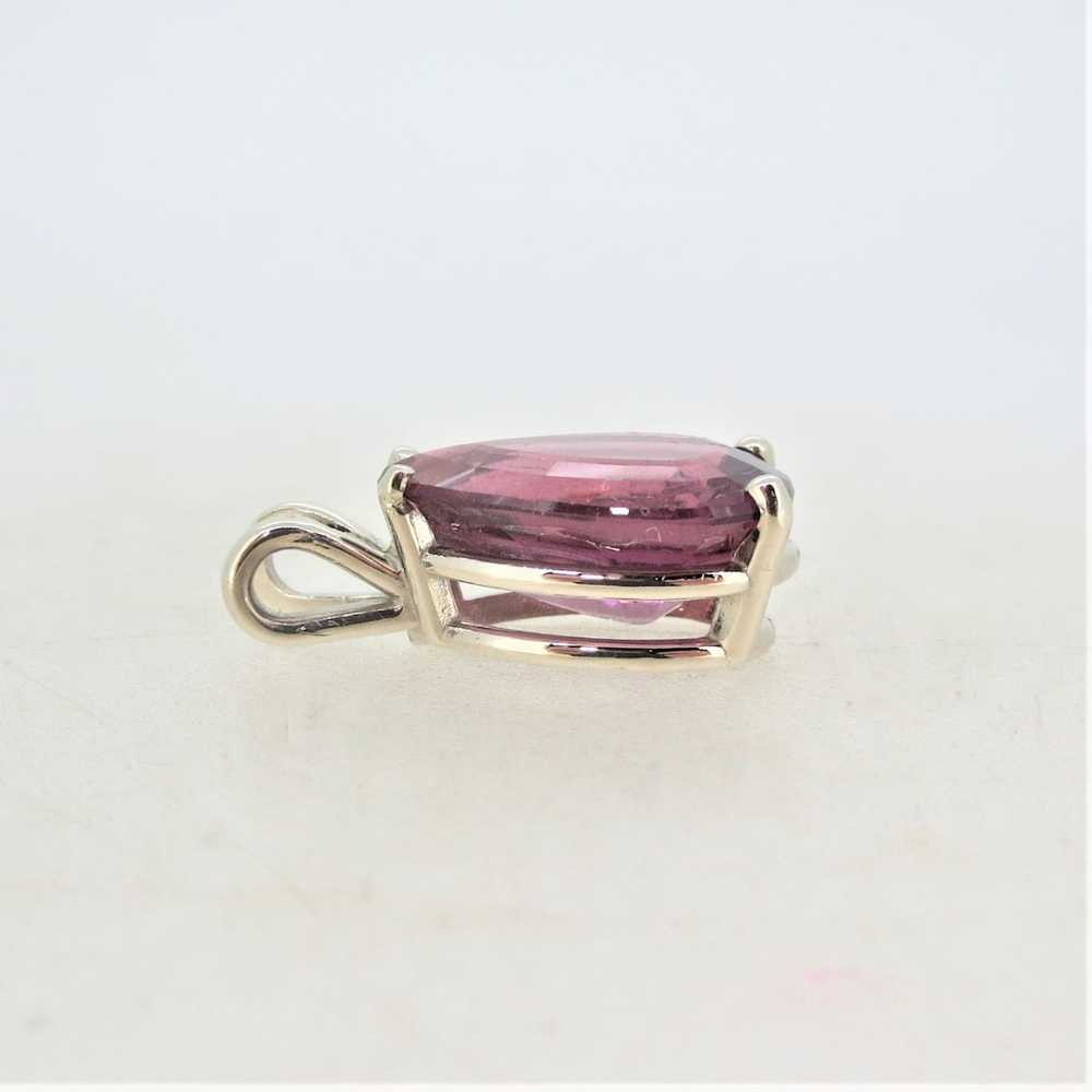 14K White Gold Pear Shaped Pink Tourmaline Pendant - image 3