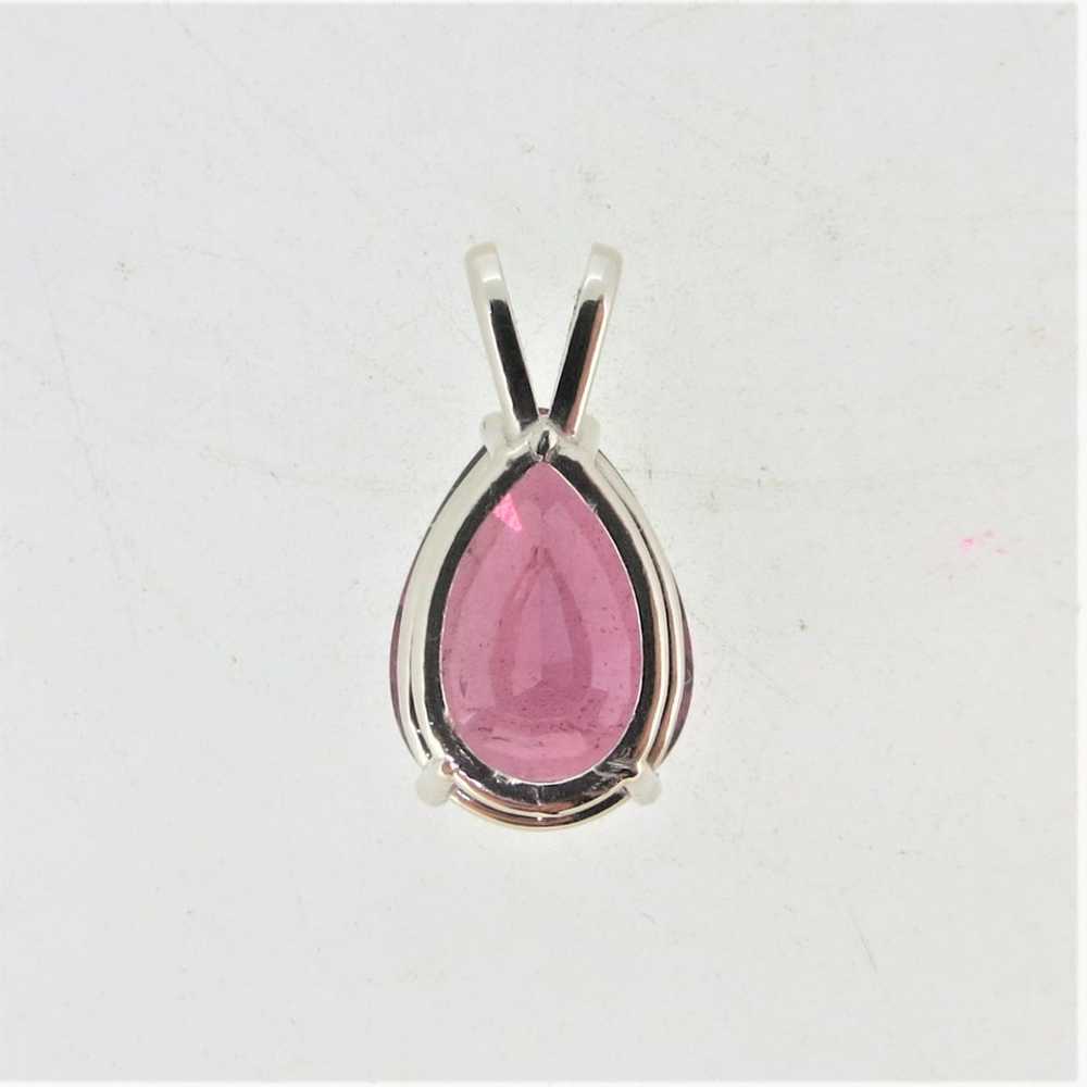 14K White Gold Pear Shaped Pink Tourmaline Pendant - image 6