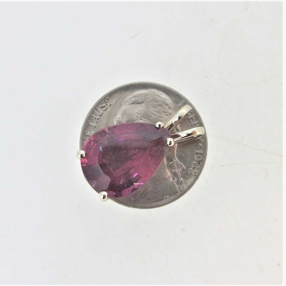 14K White Gold Pear Shaped Pink Tourmaline Pendant - image 8