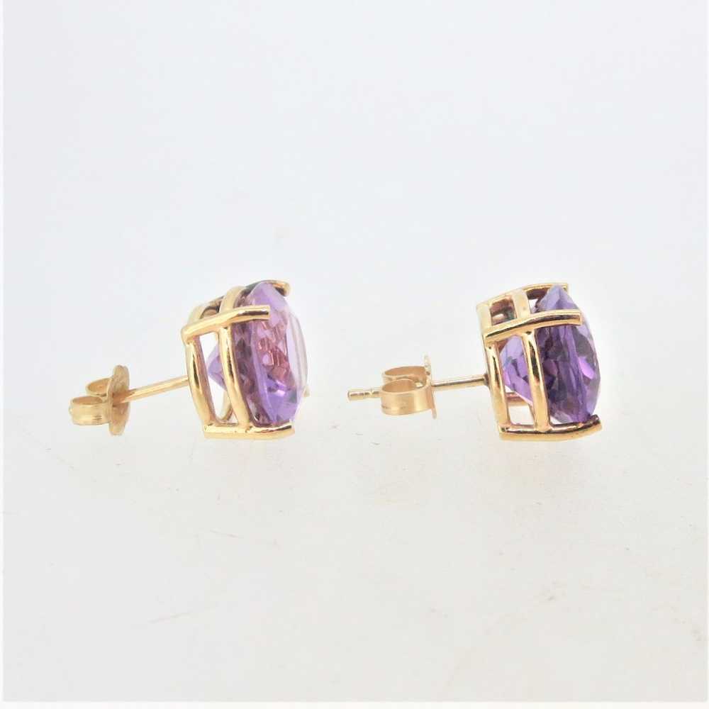 14K Yellow Gold Oval Faceted Amethyst Diamond Acc… - image 7