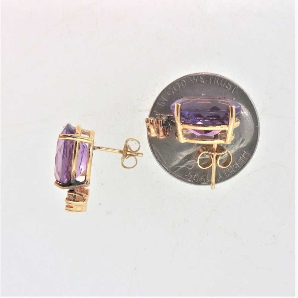 14K Yellow Gold Oval Faceted Amethyst Diamond Acc… - image 9