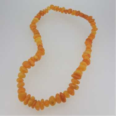 Vintage Honey Baltic Amber Beaded Necklace Screw … - image 1