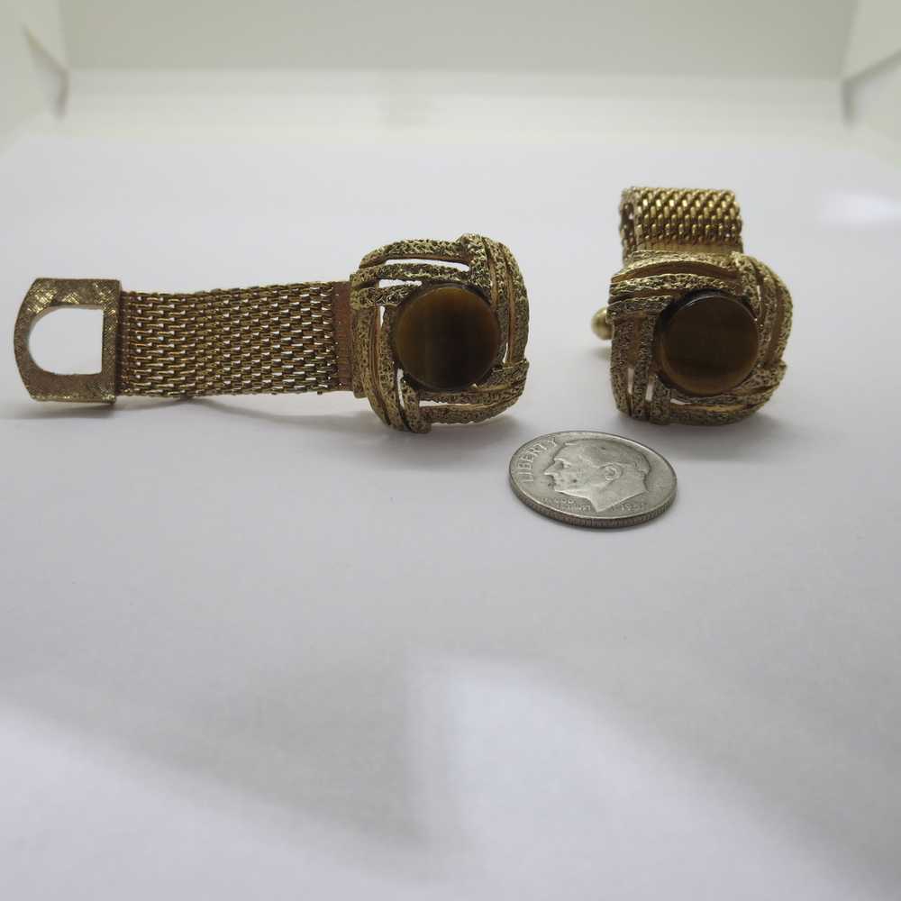 Golden tone and Beige Cufflinks - image 1