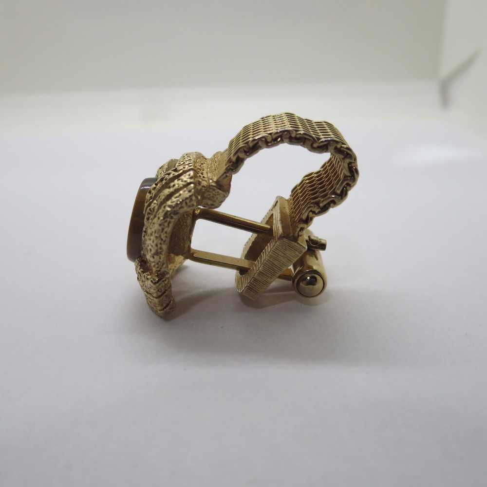 Golden tone and Beige Cufflinks - image 2