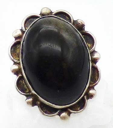 Mexican(?) Sterling Golden Obsidian Ring