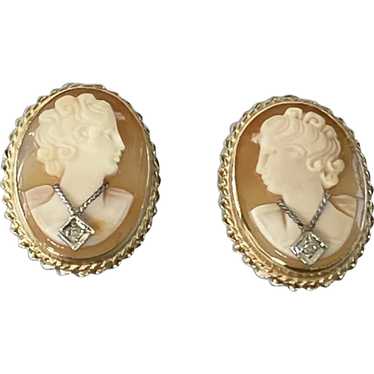 14K YG Habille Cameo Earrings