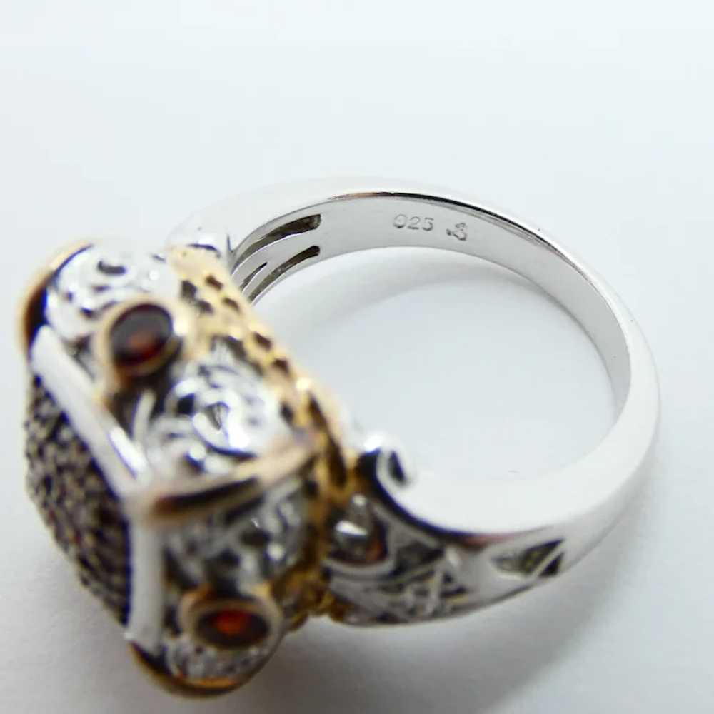 Vintage Sterling Silver Garnet Ring - image 4