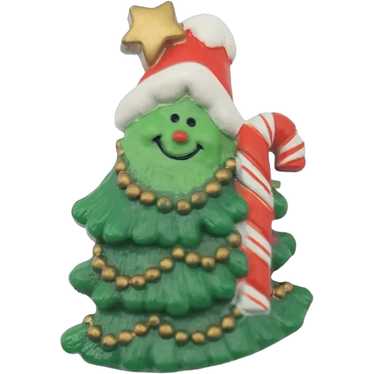 Hallmark 1981 Green Plastic Santa Christmas Tree … - image 1