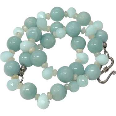 Amazing Vintage Natural Blue Stone Beaded Necklace - image 1