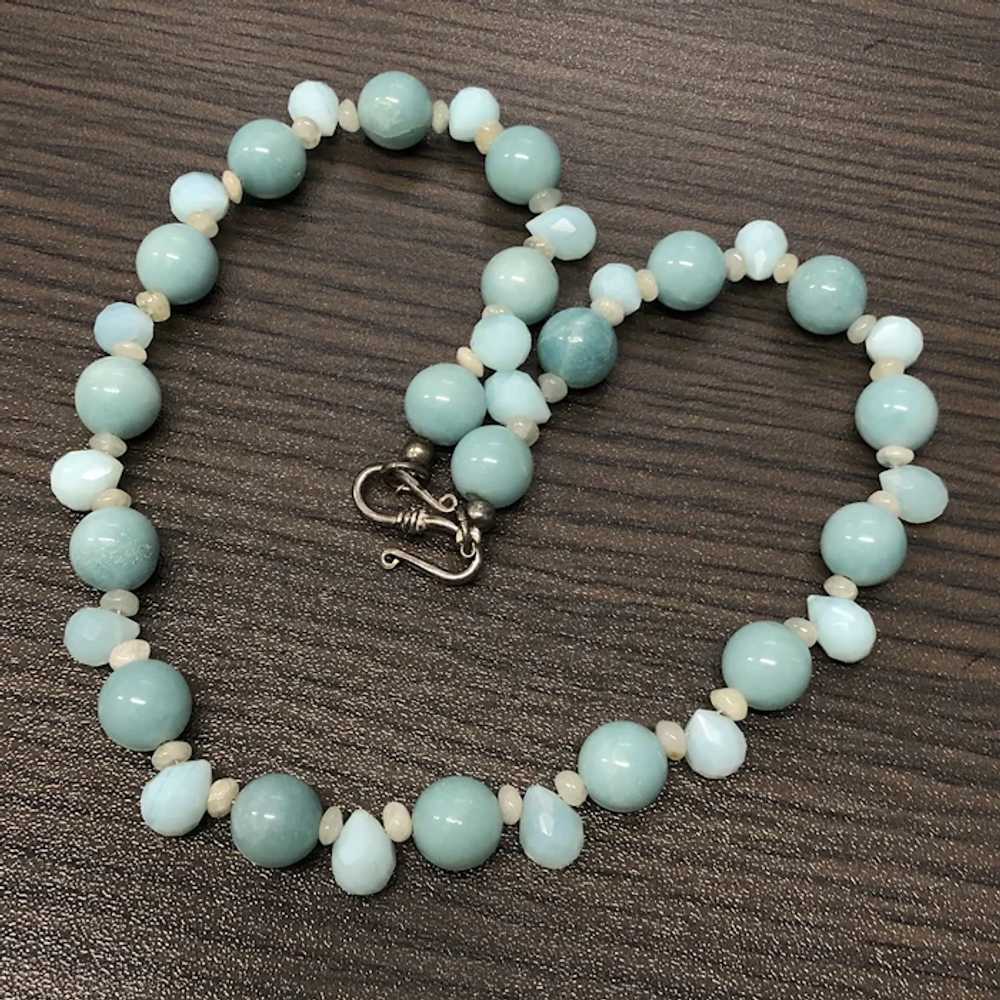 Amazing Vintage Natural Blue Stone Beaded Necklace - image 2