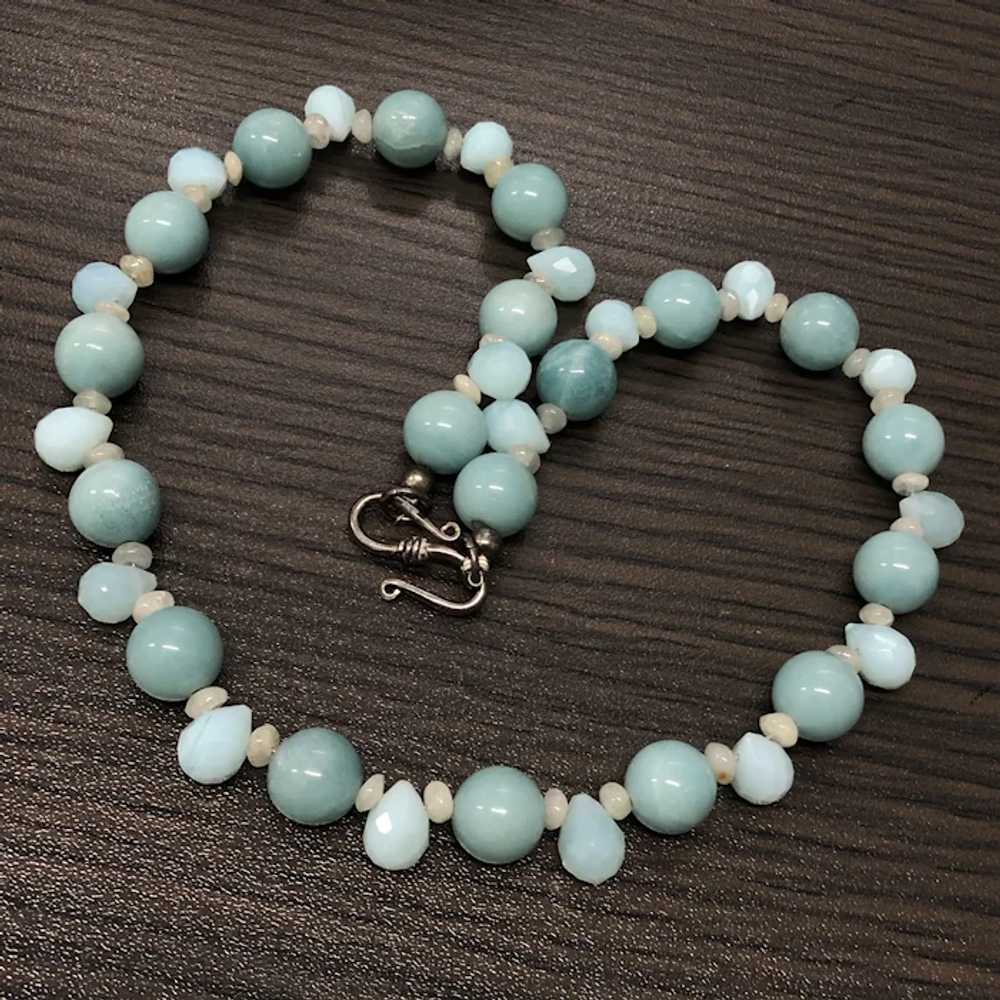 Amazing Vintage Natural Blue Stone Beaded Necklace - image 3