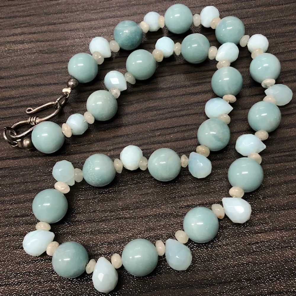 Amazing Vintage Natural Blue Stone Beaded Necklace - image 4