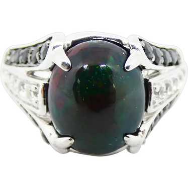 Sterling Silver Black Opal White Topaz and Onyx R… - image 1