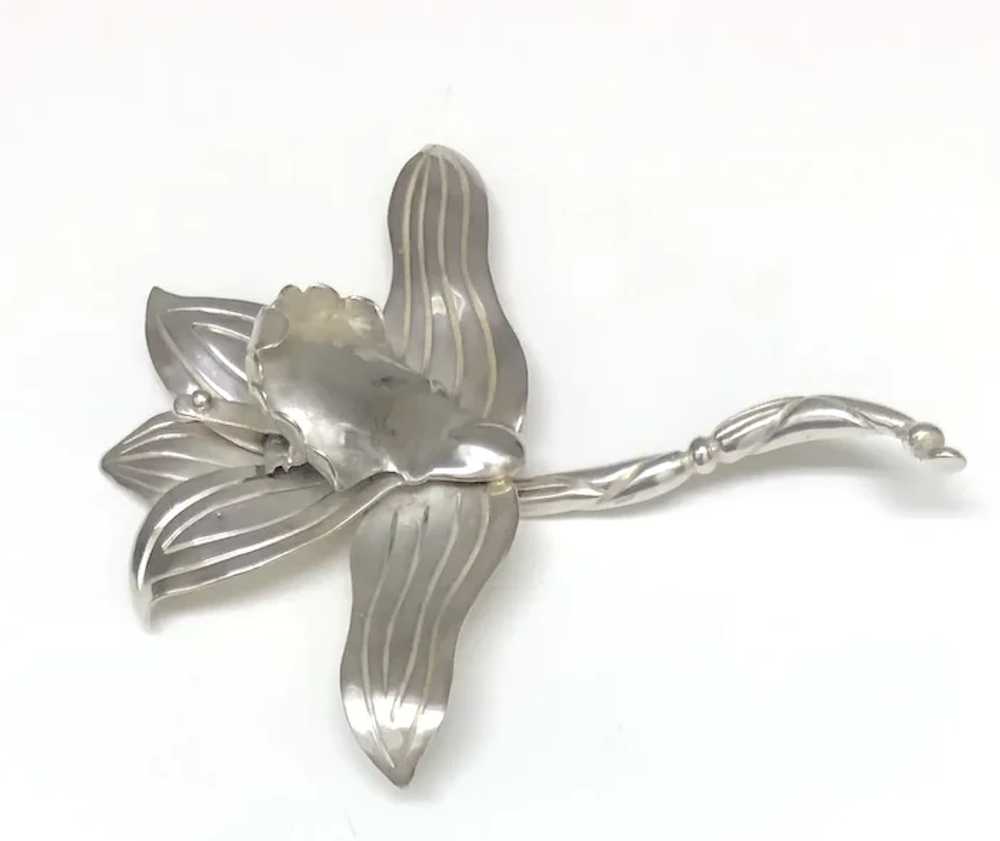 Vintage Sterling Silver Mexican Floral Brooch by … - image 5