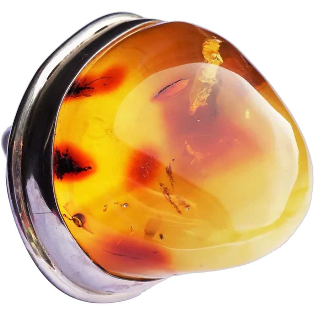 Huge Oversized Handmade Baltic Amber Ring, Big Bo… - image 1