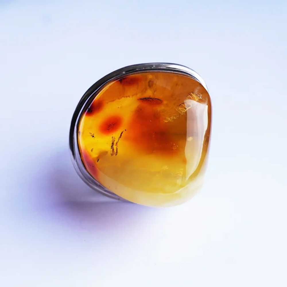 Huge Oversized Handmade Baltic Amber Ring, Big Bo… - image 3