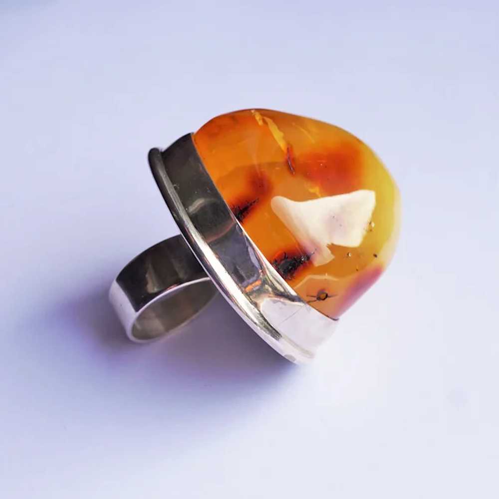 Huge Oversized Handmade Baltic Amber Ring, Big Bo… - image 4