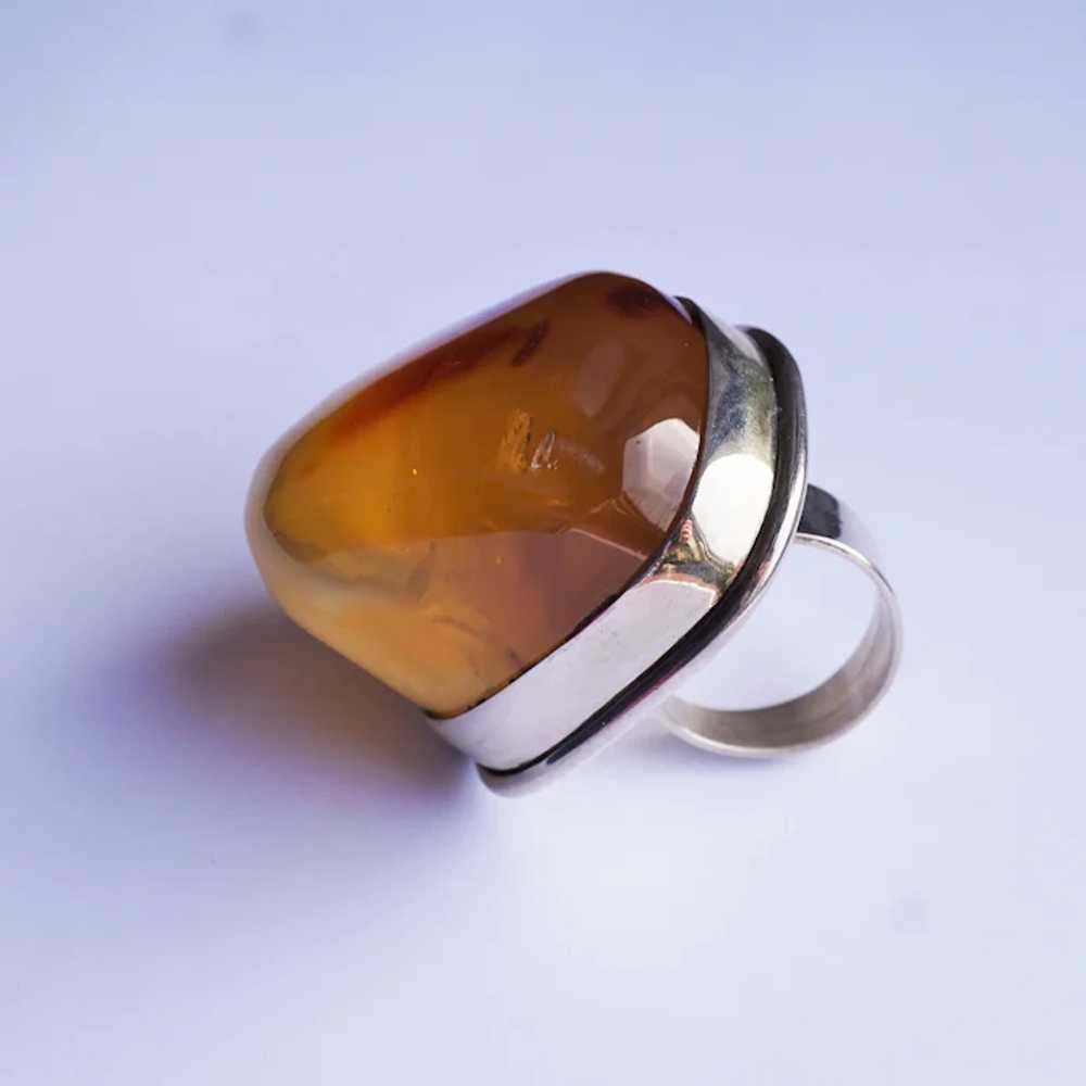 Huge Oversized Handmade Baltic Amber Ring, Big Bo… - image 5