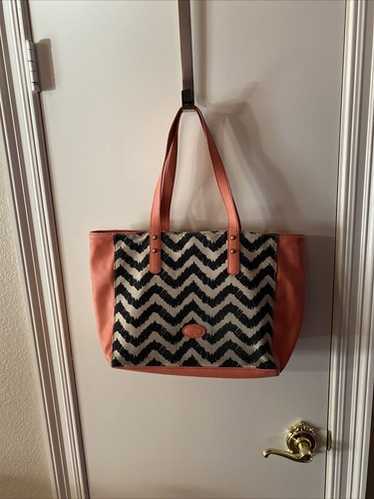 fossil tote bag Zebra Print With Salmon Sides And… - image 1