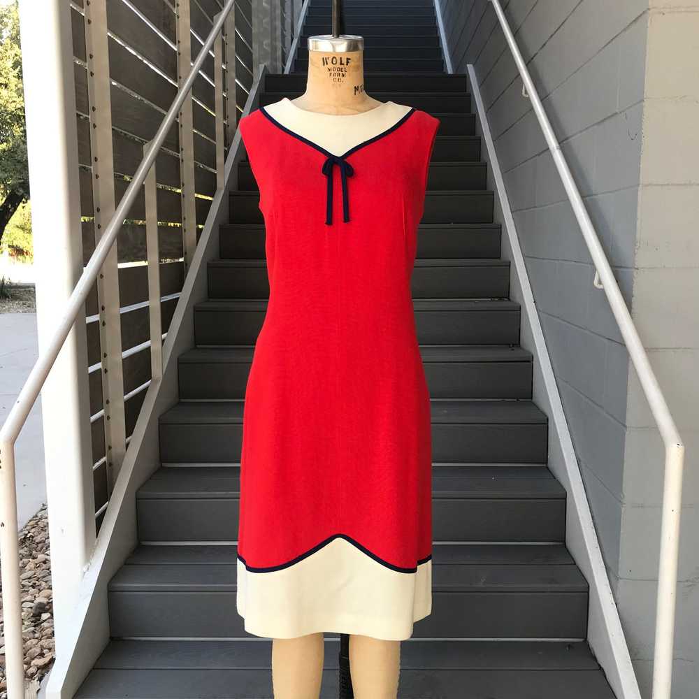 1960’s Red and White Sleeveless Dress - image 1