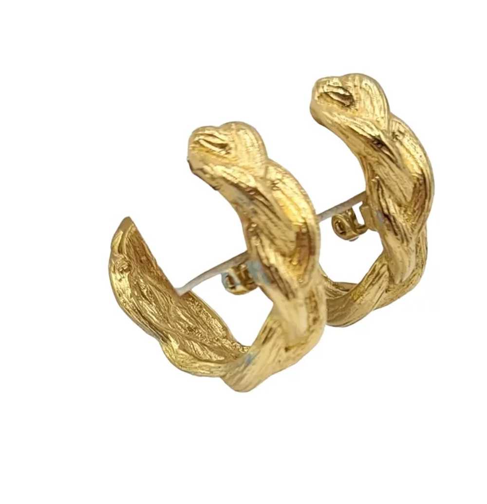 Givenchy Gold Tone Twist Knot Braided Hoop Clip-O… - image 3