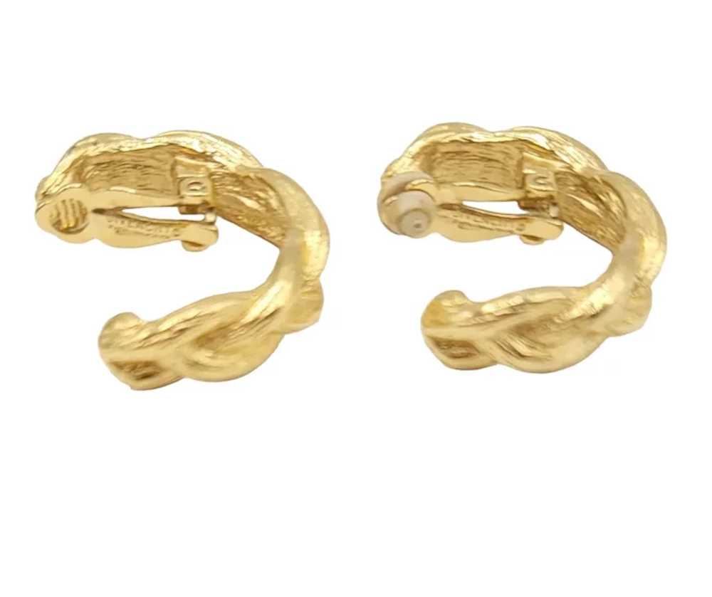 Givenchy Gold Tone Twist Knot Braided Hoop Clip-O… - image 6